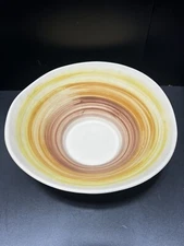 Haeger Striped Unglazed Bowl Warm Yellow/Orange  #3177 Vintage 1970s Mid-Century