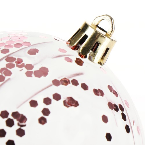 8x Weihnachtskugeln, Christbaumkugeln bruchsicher aus Kunststoff - rosé/weiß - Bild 4 von 5