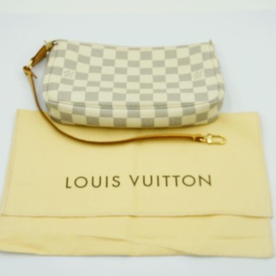 Louis Vuitton Damier Azur Pochette Accessoires Pouch White Gray N41207 Rank  AB | eBay