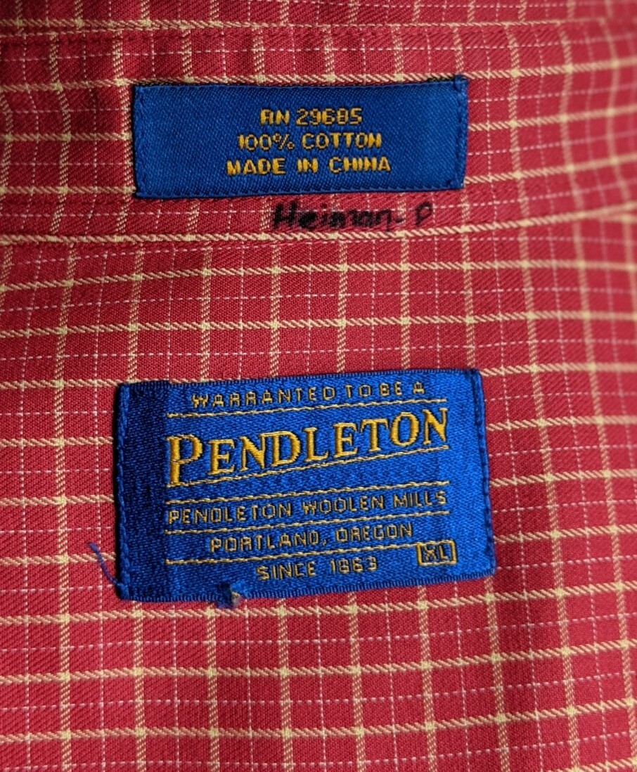 Pendleton Red Plaid Cotton Button Front Long Slee… - image 3