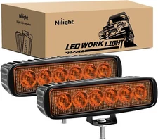 Nilight 6inch Amber Led Light Bar 2PCS 18W Spot Driving Fog Single Row Lights