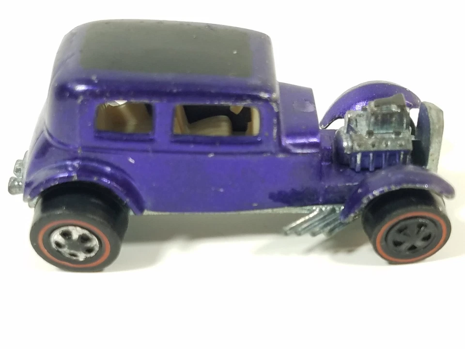 Redline Hot Wheels Mattel púrpura 1969 clásico 32 Ford Vicky interior blanco EE. UU. Foto 2 de 4