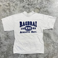 Vintage RAGBRAI Shirt Womens Large Gray Mock Neck Made in USA 1993 Iowa 90s
