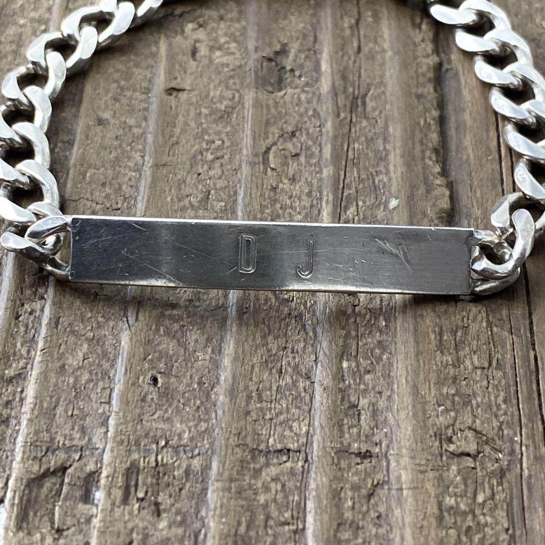Italy Silver ID Bracelet, Vintage D.J. Engraved, Unique Italy Silver ID Bracelet, Vintage D.J. Engraved, Unique