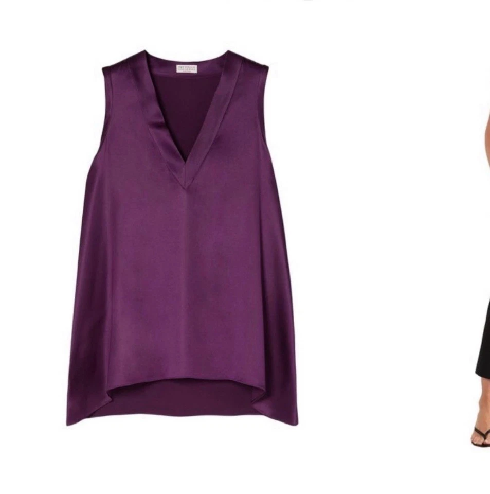 Nuevo con etiquetas Original $850 Brunello Cucinelli Seda Sin Mangas Cuello en V XS Foto 2 de 4