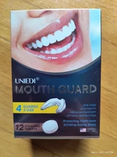 UNIEDI Mouth Guard for Grinding Teeth at Night Sleep 4 Guards 12 Cleaning Tabs