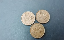 three Canadian one cent coin 1953 1963 1941
