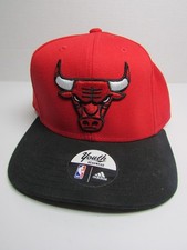 NBA Bulls Snapback Hat Cap Red/Black Embroidered Youth