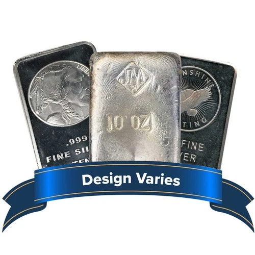10 Troy oz Silver Bar .999 Fine Generic Impaired