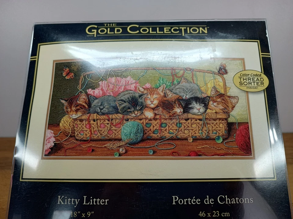 DIMENSIONS The Gold Collection cross stitch kit 'Kitty Litter' by Braldt Bralds - Image 3 of 4
