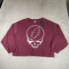 Chaser Grateful Dead Shirt Womens Medium Maroon Overzised Cotton Long Sleeve NEW