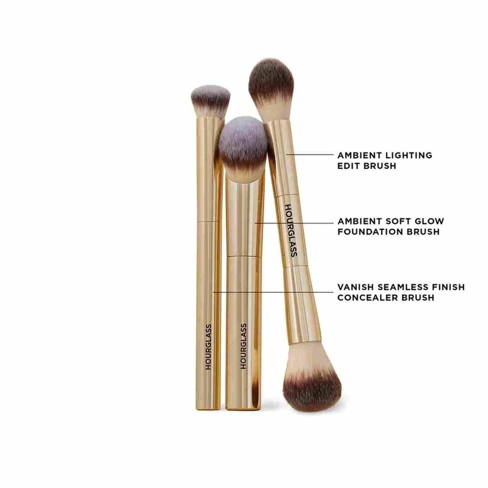 Hourglass 3pcs Makeup Brush Set Foundation Powder Concealer New
