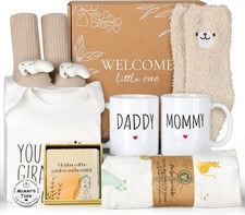 New Mom Gifts 9pcs Pregnancy Gift Set Mom Dad Mugs Baby Shower Khaki