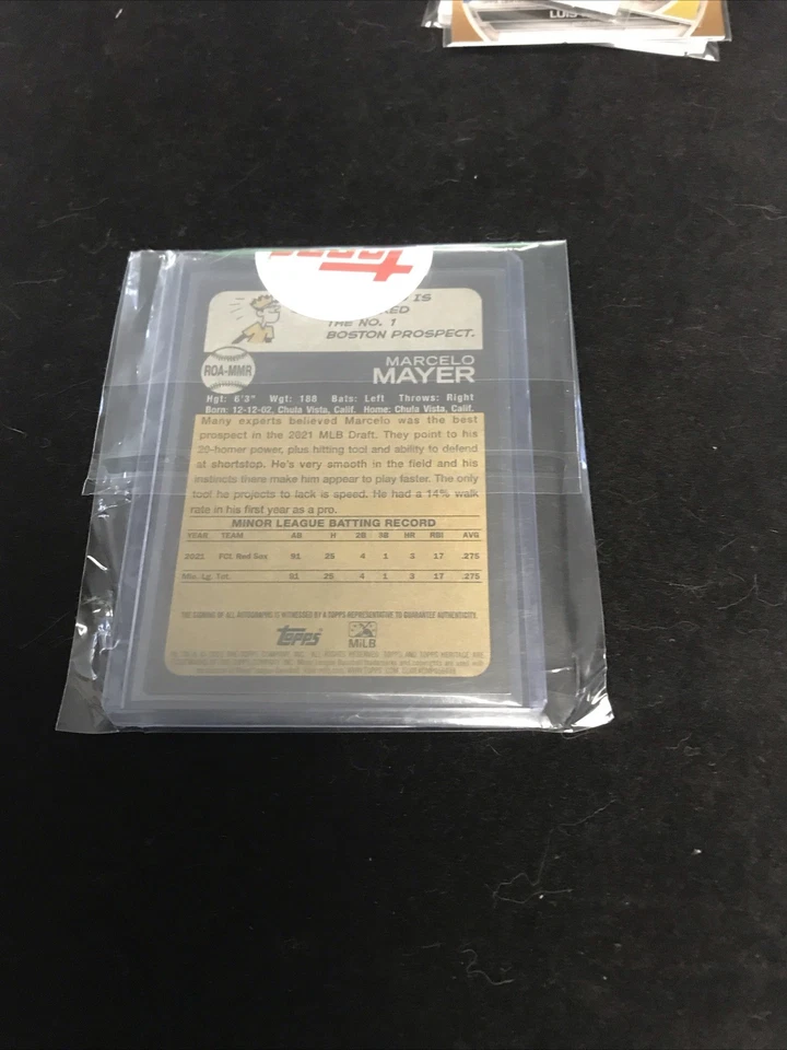 Marcelo Mayer 2022 Topps Heritage Minor League #ROA-MMR Real One Auto - Image 2 of 2