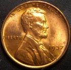 1937 Lincoln Cent - Nice Uncirculated Red Coin