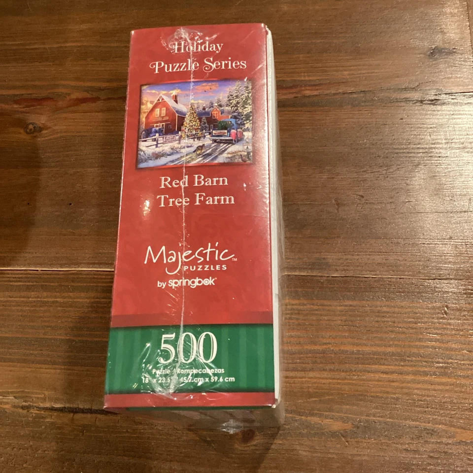 Red Barn Tree Farm NEW 500 Piece Jigsaw Puzzle Holiday Christmas Majestic Sealed - Image 4 of 4