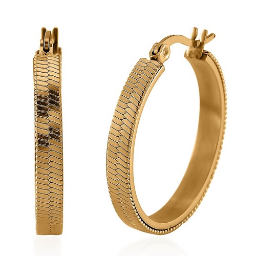 Stainless Steel Yellow Gold ION Plated Snake Chain Hoop Earrings Jewelry Gifts
