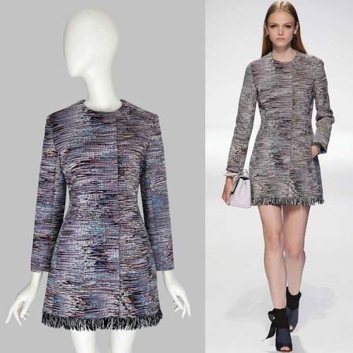 Christian Dior Resort 2015 Runway Tapestry Fringe Coat Dress Red Blue Purple 2/4