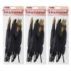 Leisure Arts Feathers Painted Black/Gold 30Pc, Feathers For Crafting, Hat