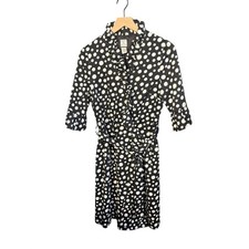 SC by Sara Campbell Black White Polka Dot Ruffle Wrap Dress Midi Size M