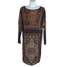 Fuzzi Mesh Dress Womens Small Paisley Multicolored Long Sleeve TP-3521
