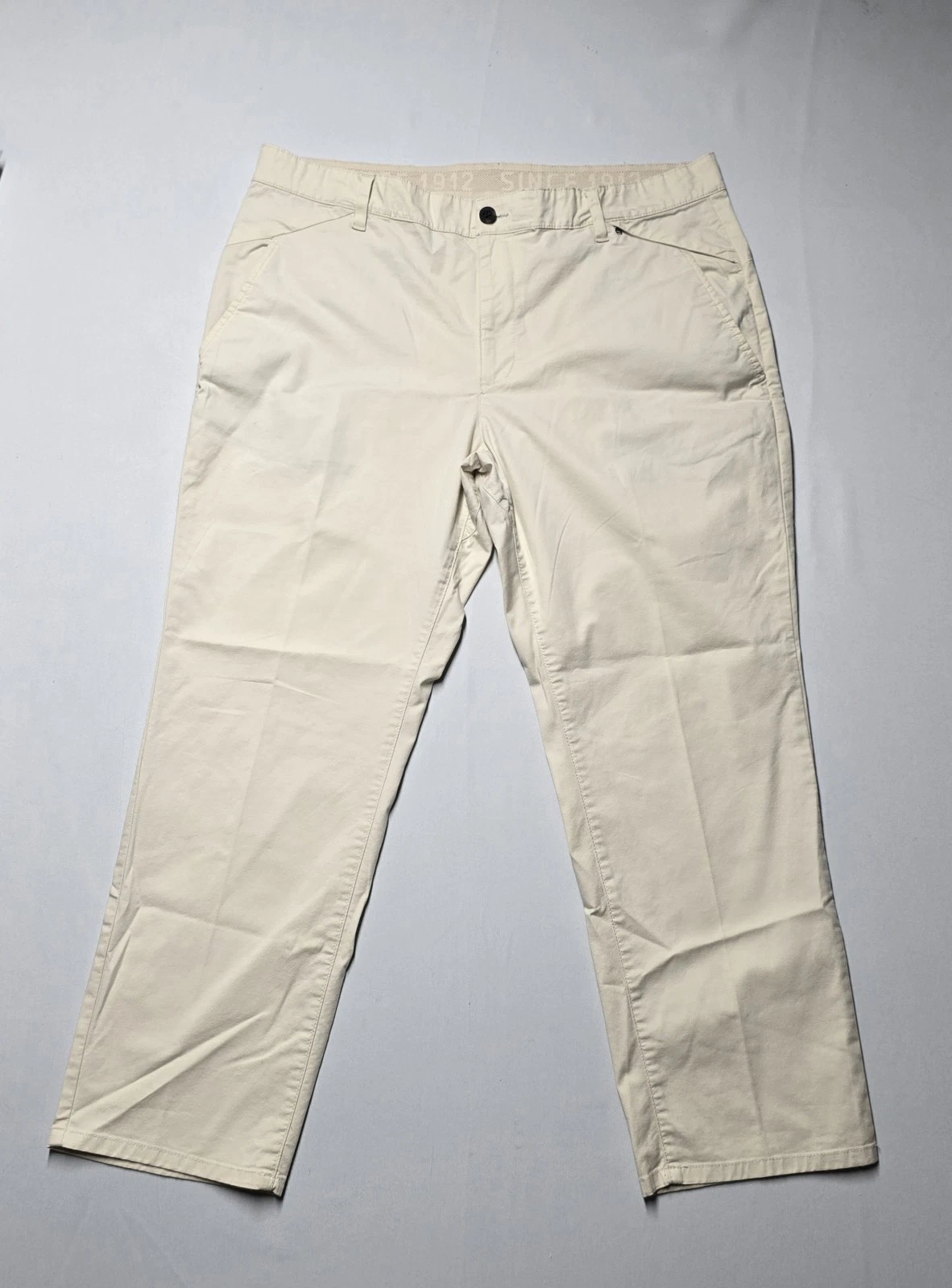 LL Bean Pants Mens 40X29 Tag Classic Fit Beige Stretch Chino Zip Pockets Golf