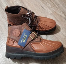 POLO RALPH LAUREN Men's Oslo Low Boot Size 14 Brown Leather Waterproof Rare