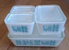 New ListingVintage PYREX  Amish Butterprint Refrigerator Dishes With Lids Turquoise Design