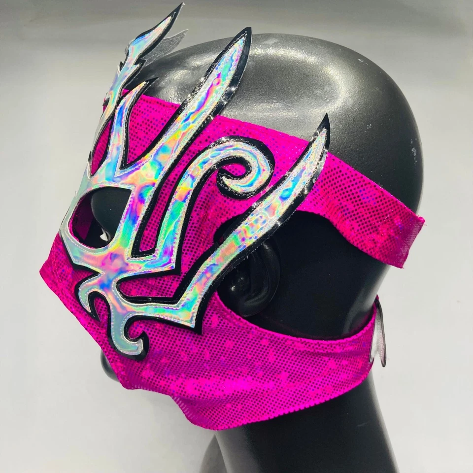 Máscara Lucha Libre Mujer Hiedra Grado Semi Profesional Lucha Rosa y Plata Foto 3 de 4