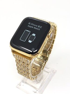 45mm Apple Watch Series 7 Custom 24K Gold Plated Stainless Steel GPS LTE O2