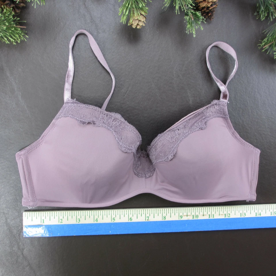 Sujetador Jessica Simpson 36C púrpura encaje acolchado con aros cierre ajustable trasero Foto 2 de 4