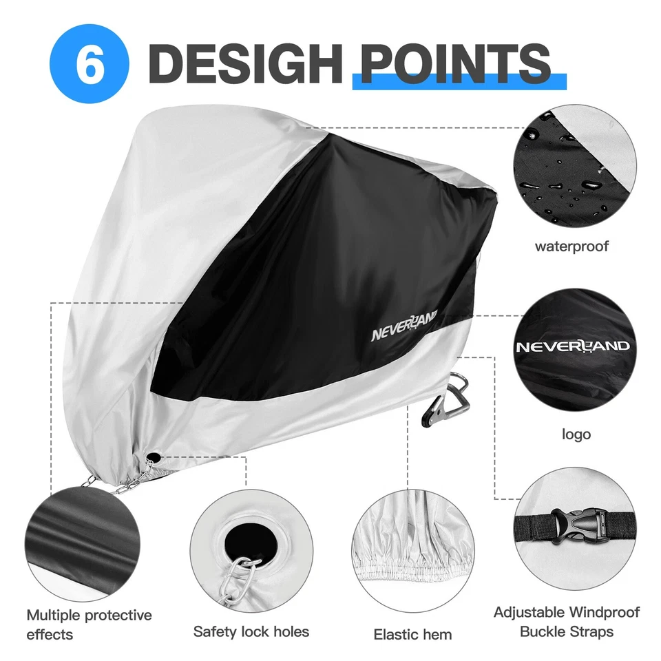 M-4XL Cubierta de Motocicleta Bicicleta Impermeable Lluvia Polvo Sol UV Scooter Exterior Protección Foto 2 de 4