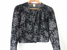 Vintage, 1970s, Jacket, Black, Silver, Bolero, Disco Diva, Etam, Size 12