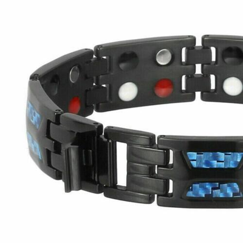Carbon Blue Titanium Magnetic Therapy Bracelet, Double Row Ultra Strength SALE - Picture 7 of 17