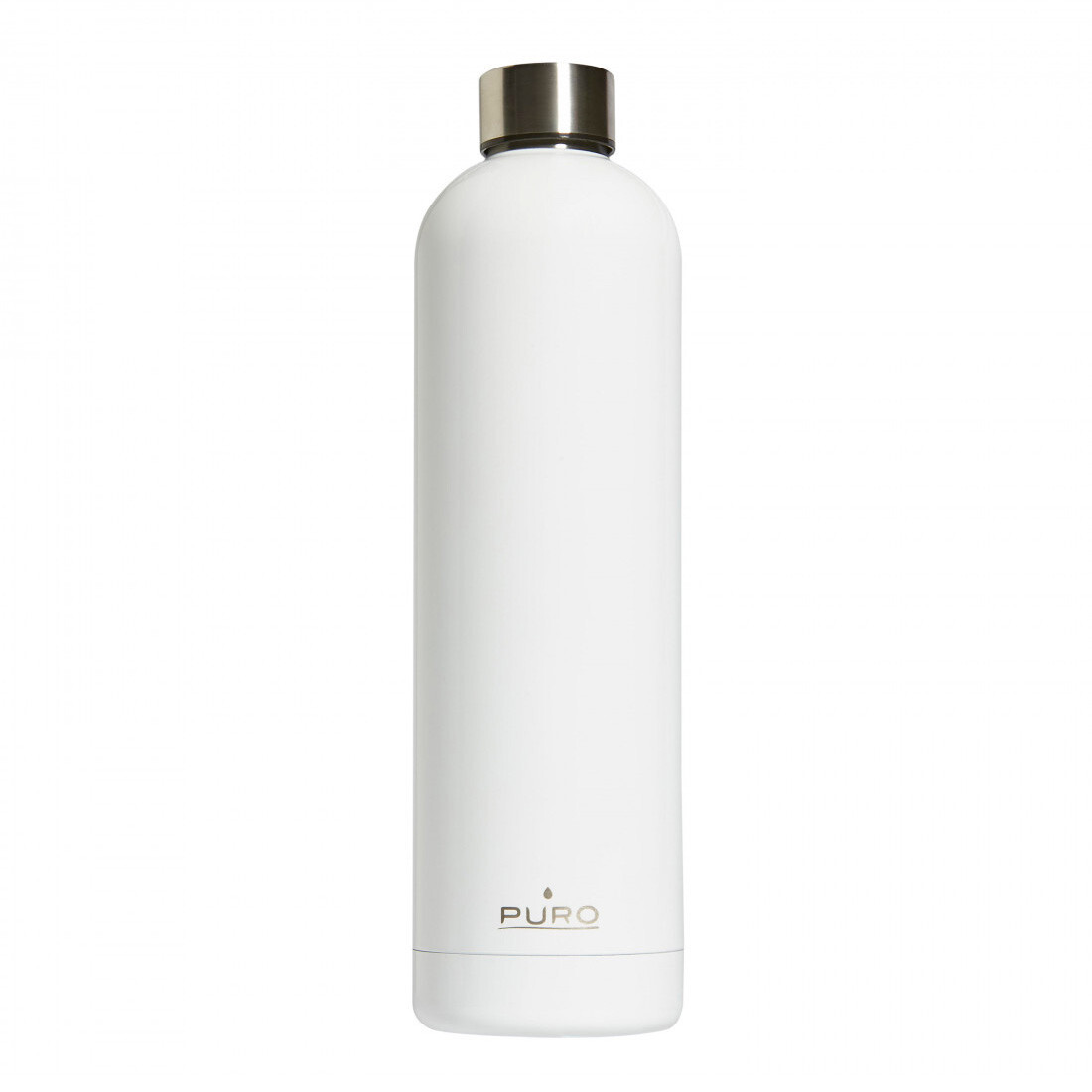 Puro Hot and Cold botella de acero inoxidable doble pared 1000ml blanca