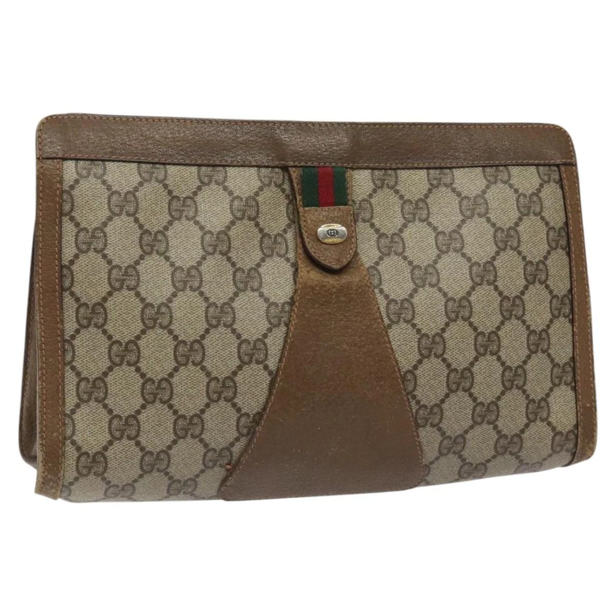 Sac pochette GUCCI GG Supreme Web Sherry Line PVC beige rouge vert authentique 115578