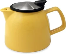 FORLIFE Bell Ceramic Teapot with Basket Infuser, 26-Ounce/770ml, Mandarin