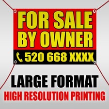 4' x 6' For Sale by Owner Vinyl Banner Custom Name 13oz Full Color