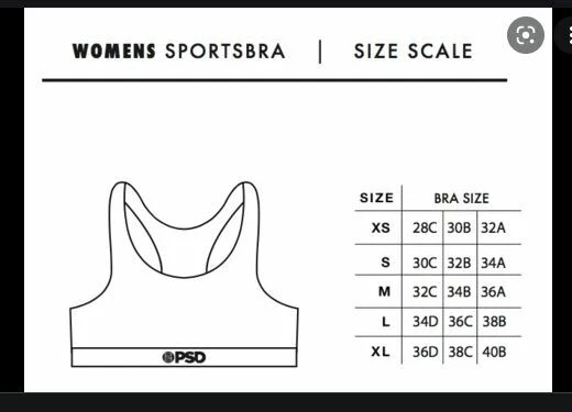 PSD Women's Sports Bra Pepperstoni Size Medium (Bra Size 32D to 36B)