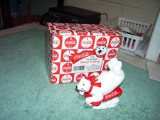 Coca-Cola Polar Bear 1995 Porcelain Sled Vintage with Box "Always Sledding"
