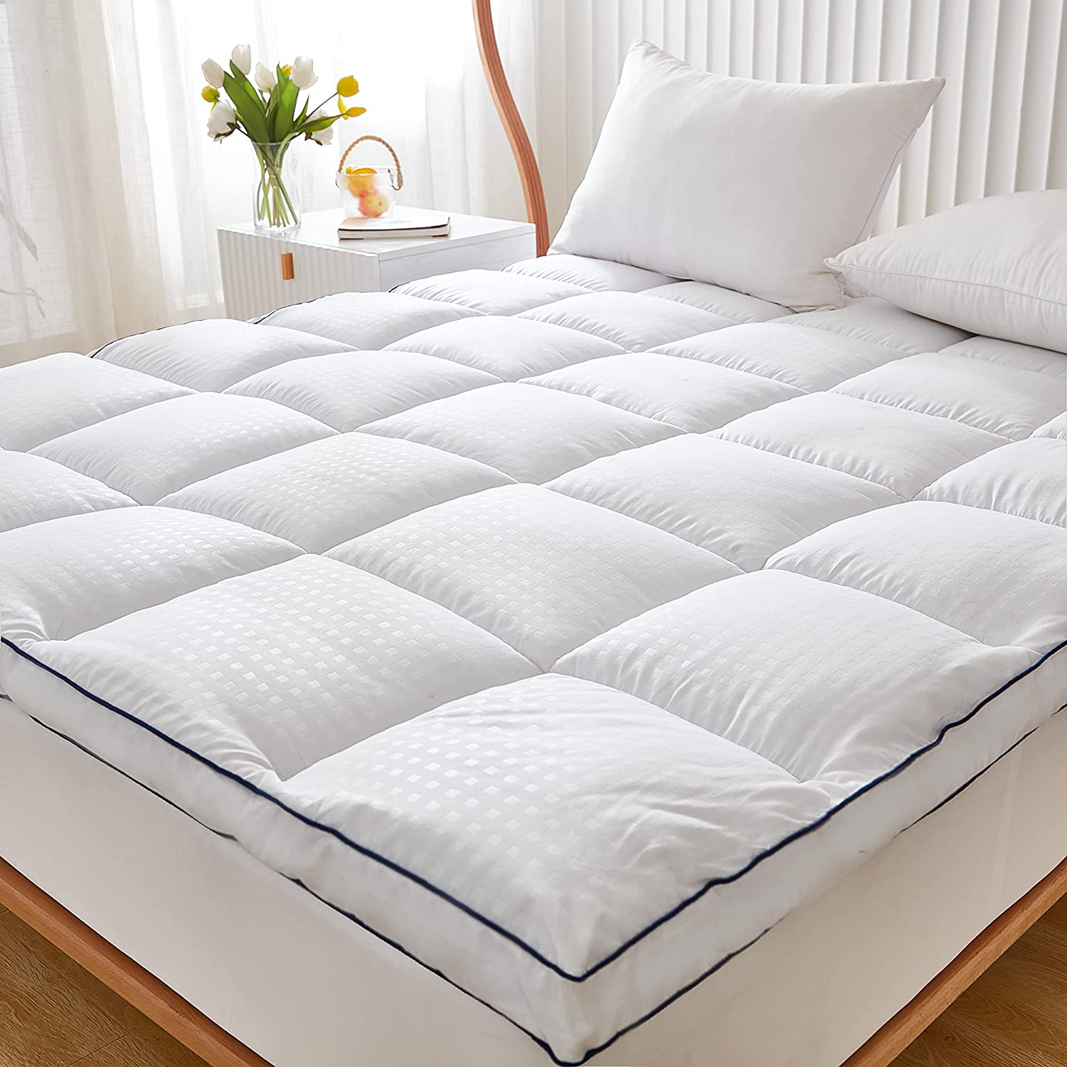 Mattress Protector Topper Extra Thick  Pillow Cotton Top Soft Breathable Queen-image
