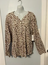 NWT Style & Co Forever Shitake V-Neck Top with Long Sleeves       Size XL