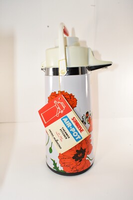 SUNRISE AIR-POT THERMOS PITCHER VACUUM PUMP  WITH LAZY SUSAN BOTTOM NWT