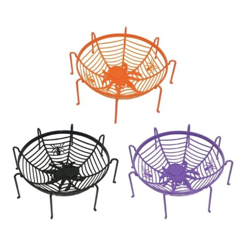 Spiders Baskets Halloween Candy Bowls Decorative Cobweb Shape Fruit Holder - Picture 1 of 9
