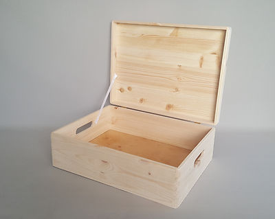 Große EINFACHE HOLZ Box Souvenirs Dokumentenaufbewahrung mit Deckel Handwerk Decoupage