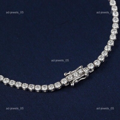 Round April Birth Diamond 14K Solid White Gold Wife New Tennis Bracelet Jewelry