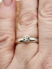 Solid Sterling Silver Faceted Quartz Solitaire Bridal Engagement Ring Size 8