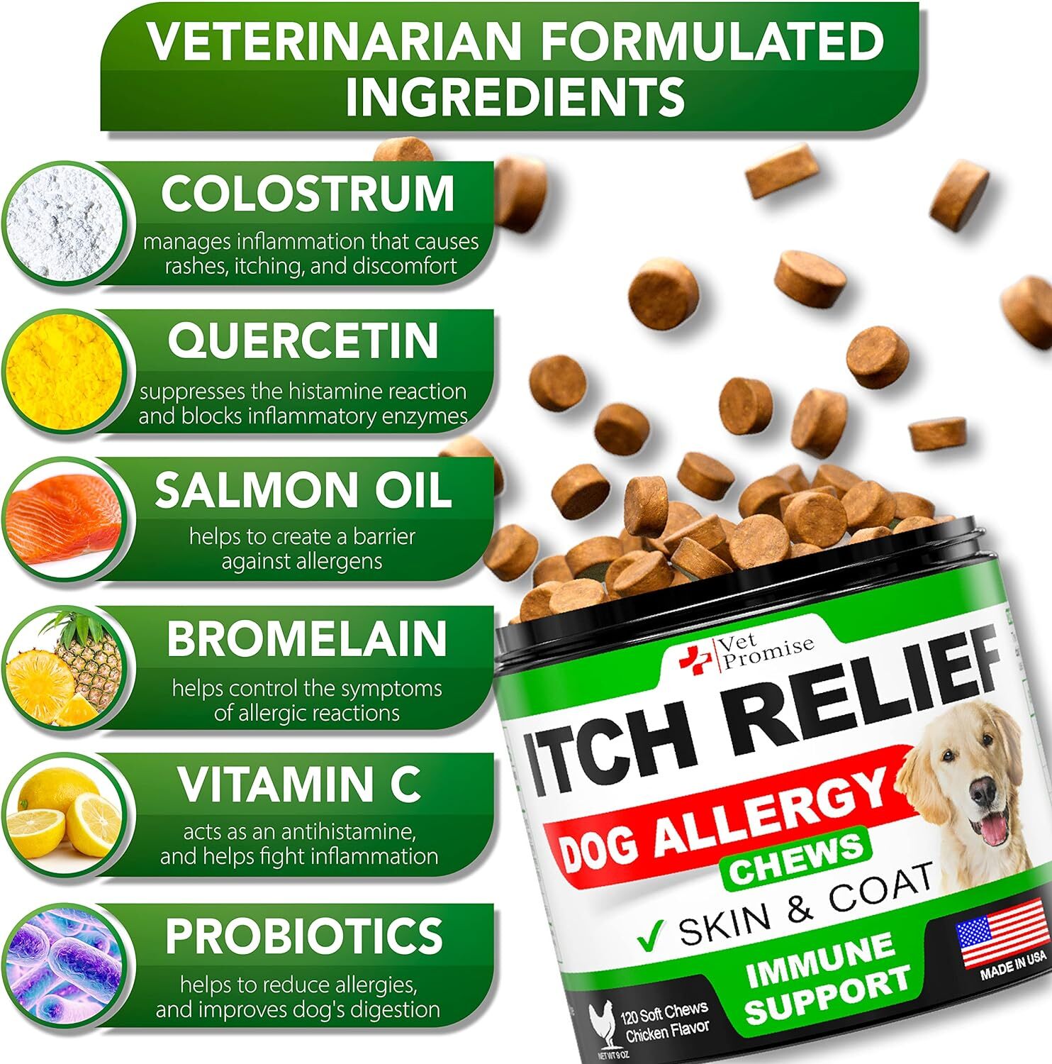 Dog Allergy Chews - Itch Relief for Dogs - Dog Allergy Relief - Anti ...
