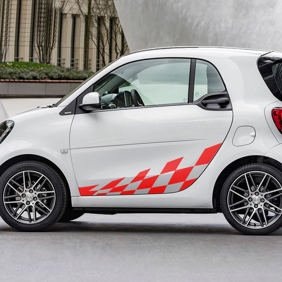 2 PCS Graphic Flag Car Sticker Decal For Mercedes Benz Smart Fortwo Racing Decal — 第 3/4 张图片