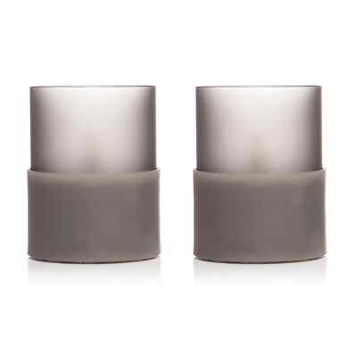 ELAMBIA 2 LED-Kerzen im Glas-Windlicht Flamme Luma, Timer S28 grün